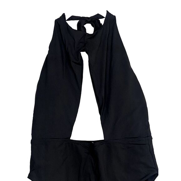 NWT Helen Owen Byblos Cutout Halter Tie Cheeky High Cut One Piece Swim M Black - Picture 3 of 14